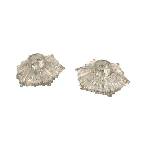 Fostoria Flame Pattern Low Candlestick Blocks 2545 George Sakier Design Art Dec - Picture 1 of 6